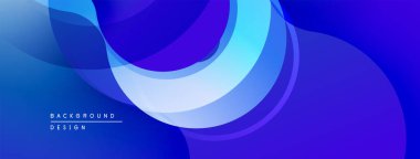 Soyut mavi arkaplan. Üst üste binen şekiller dinamik akış, modern tasarım yaratır. Renkler derinlik ve hareket olduğunu gösteriyor..