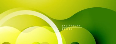 Soyut yeşil arkaplan. Üst üste binen kıvrımlı şekiller dinamik görsel efekt yaratır. Yumuşak eğimler, modern tasarım elementleri mevcut.