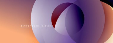 Soyut çemberler çakışıyor ve gradyan etki yaratıyor. Sıcak renkler serin renklere dönüşür. Arka planlar için modern tasarım ögesi.