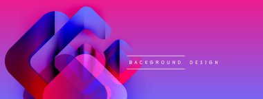 Soyut geometrik şekiller örtüşüyor, canlı pembe, mor, mavi renkler yaratıyor. Arkaplan ve sunumlar için modern tasarım ögesi.
