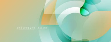 Soyut geometrik tasarım. Yumuşak renk paleti bej, yeşil, turkuaz karışımı. Üst üste binen daireler modern görsel doku oluşturur.