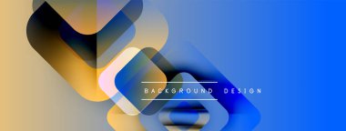 Soyut geometrik şekiller çakışıyor. Mavi, altın, gri renkler modern arkaplan tasarımı yaratır. Minimalist tarz, mevcut temiz çizgiler.
