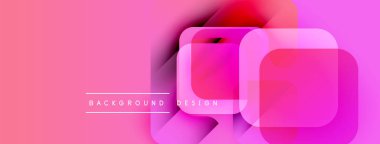 Soyut pembe arka plan. Üst üste binen kareler modern tasarım yaratır. Gradyan renkler, pürüzsüz geçişler, basit geometri. Görsel doku mevcut.