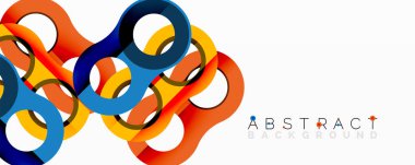 Soyut tasarım renkli döngüler, kıvrımlar içerir. Modern grafik öğesi, canlı kompozisyon, temiz estetik. Basit arkaplan görsel etkiyi arttırır.