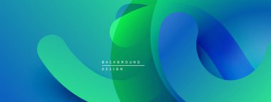 Soyut sıvı şekilleri, canlı mavi-yeşil gradyan. Modern tasarım, pürüzsüz kıvrımlar dinamik bileşim yaratır. Arkaplan ögesi.