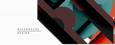 Soyut geometrik arkaplan. Üst üste binen şekiller dinamik bileşim yaratır. Koyu, deniz mavisi, kestane rengi, turuncu renkler tasarımda baskın. Modern estetik, çeşitli projeler için uygun..