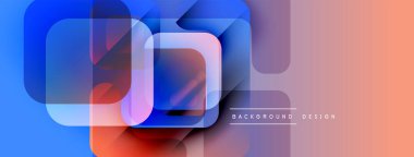 Soyut geometrik şekiller çakışıyor. Mavi, pembe, turuncu renkler modern tasarım yaratır. Minimalist tarz, temiz çizgiler, canlı renkler.