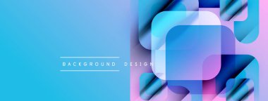 Soyut geometrik şekiller örtüşür, parlak mavi ve pembe renkler yaratır. Arkaplan ve sunumlar için uygun modern tasarım ögesi.