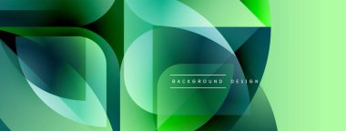Soyut geometrik şekiller, yeşil gradyanlar, modern tasarım. Sıvı formları, arka planlar için uygun dinamik bileşim oluşturur.