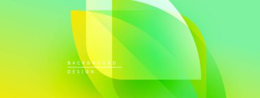 Soyut canlı yeşil arka plan. Üst üste binen şekiller dinamik görsel efekt yaratır. Dijital projeler için modern tasarım.