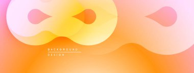 Soyut sıvı şekiller, sıcak renk paleti. Gradyan arkaplan yumuşak görsel akış yaratıyor, modern tasarım ögesi.