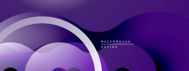 Soyut mor arkaplan. Üst üste binen şekiller dinamik ve modern görsel efektler yaratır. Dijital projeler için uygun minimalist tasarım.