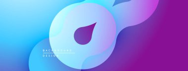 Soyut sıvı şekilleri, canlı mavi mor gradyan. Modern tasarım, düz kıvrımlar, dinamik kompozisyon. Projeler için arkaplan ögesi.