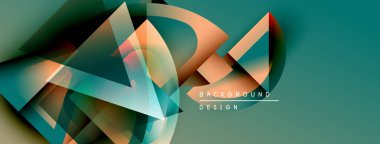 Soyut geometrik şekiller örtüşüyor, dinamik deniz mavisi ve turuncu renkler yaratıyor. Modern tasarım elementleri yenilik ve akıcılık öneriyor.