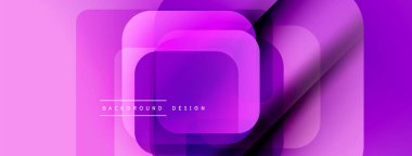 Soyut mor katmanlar dinamik arkaplan yaratır. Geometrik şekiller üst üste binerek modern tasarım elementini oluşturur. Yumuşak gradyanlar görsel ilgi ekler.