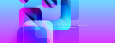Soyut geometrik şekiller örtüşüyor, canlı mor, mavi bir eğim yaratıyor. Arkaplan ve sunumlar için uygun modern tasarım.