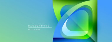 Soyut tasarım akışkan şekiller, canlı renkler içerir. Gradyan karışımları modern görsel efektler yaratır. Turkuaz, yeşil, mavi renkler baskın kompozisyon.