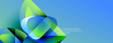 Soyut mavi yeşil tasarım. Dinamik şekiller modern görsel efektler yaratıyor. Yumuşak eğimler hareketi, derinliği gösterir.