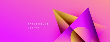 Soyut geometrik şekiller örtüşür, canlı gradyanlar yaratır. Pembe arka plan, dinamik görsel efekti arttırır. Modern tasarım elemanları.