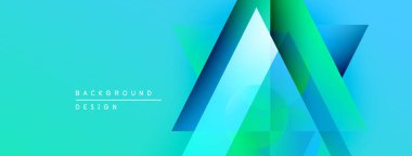 Soyut geometrik şekiller örtüşüyor, canlı turkuazlar yaratıyor, yeşil gradyanlar. Modern tasarım teknoloji, yenilik ve enerji öneriyor.