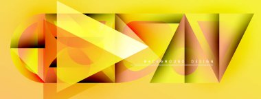 Soyut geometrik şekiller, canlı sarı renkler, modern tasarım. Üst üste binen üçgenler dinamik görsel doku oluşturur. Arkaplan gradyan etkisi.