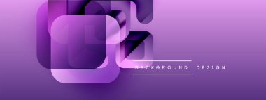 Soyut mor arkaplan. Üst üste binen yuvarlak kareler modern tasarım yaratır. Gradyan etkisi derinlik ve görsel ilgi ekler..