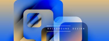 Soyut geometrik şekiller mavi ve portakalları harmanlıyor. Modern tasarım katmanlı görsel efekt yaratır. Sunumlar için minimalist arkaplan.