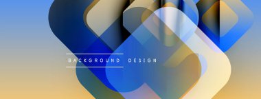Soyut geometrik şekiller örtüşür, parlak mavi ve sarı renkler yaratır. Modern tasarım dijital sanat ve arkaplan kullanımı öneriyor.