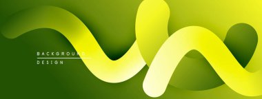 Soyut dalgalı çizgiler, canlı yeşil arkaplan. Modern tasarım ögesi, pürüzsüz gradyanlar dinamik görsel akış oluşturur.