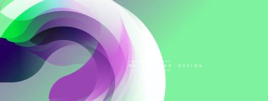 Soyut akışkan şekiller, canlı renkler, açık yeşil fon. Modern tasarım elementleri dinamik görsel etki yaratır.