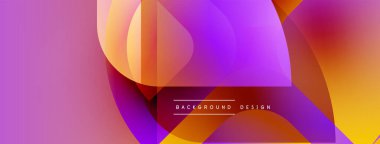 Soyut renkli arkaplan. Üst üste binen şekiller dinamik görsel efekt yaratır. Gradyan renkleri pürüzsüz, modern tasarım ögesine karışıyor.