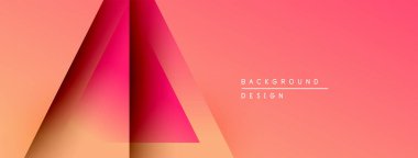 Soyut geometrik tasarım. Gradyan gölgeler üçgen şekiller yaratır, sıcak renk paleti kompozisyona hakim olur. Minimalist stil.