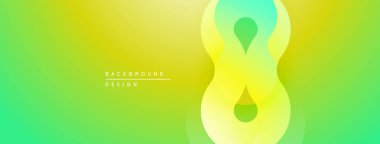Soyut gradyan arkaplan özellikleri akan şekiller. Sarı, yeşil renkler dinamik görsel efekt yaratır. Modern tasarım ögesi.