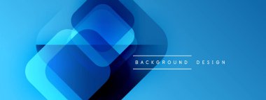 Soyut mavi şekiller örtüşür, dinamik görsel efekt yaratır. Modern tasarım elementleri teknoloji ve yenilik öneriyor.