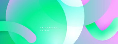 Soyut sıvı şekiller, canlı renklerin karışımı. Modern tasarım, pürüzsüz eğimler dinamik kompozisyon yaratır. Açık gölgeler hakim.