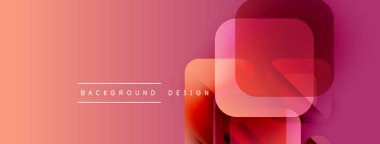 Soyut geometrik şekiller çakışıyor. Renkler şeftaliden koyu güle dönüşüyor. Metin elemanları mevcut olan minimalist tasarım.