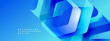 Soyut mavi katmanlar dinamik arkaplan oluşturur. Modern tasarım geometrik şekiller, gradyanlar, ışık efektleri içerir. Minimalist estetik.
