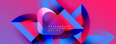 Soyut enerjik tasarım. Üst üste binen şekiller dinamik görsel efekt yaratır. Pembe, mavi renkler kompozisyona hakim. Modern, şık arkaplan.