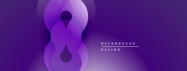 Soyut mor tasarım, üst üste binen daireler oluşturarak sıvı şekiller oluşturur. Gradyan etkisi derinlik ekler, modern estetik.