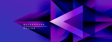 Soyut geometrik şekiller, canlı mor renkler, dinamik kompozisyon. Modern tasarım elementleri çarpıcı görsel efekt yaratır.