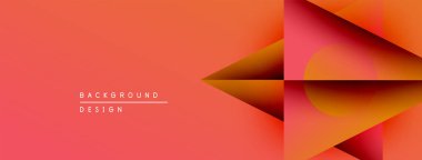 Soyut geometrik bileşim. Sıcak turuncu renkler tasarıma hakim, katmanlı şekiller, gölgeler. Minimalist metin arkaplan tasarımı okur.