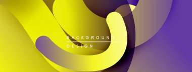 Soyut akışkan şekiller, canlı sarı, mor renkler. Modern tasarım ögesi, dinamik bileşim, pürüzsüz geçişler.