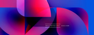 Soyut enerjik tasarım. Üst üste binen şekiller dinamik renkli kompozisyon oluşturur. Gradyan renkler kusursuz harmanlanır, modern estetik..
