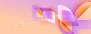 Soyut geometrik şekiller çakışıyor ve yumuşak bir değişim etkisi yaratıyor. Şeftali, lavanta renkleri dizaynın hakimi. Minimalist arkaplan sunumu.