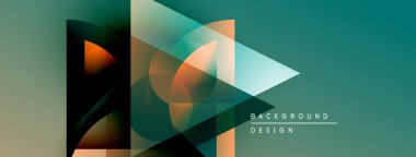 Soyut geometrik şekiller örtüşür, dinamik görsel efekt yaratır. Teal, turuncu, gri renkler kompozisyona hakim. Modern tasarım ögesi.