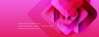 Soyut pembe eğimli katmanlar dinamik kare şekiller yaratır. Modern tasarım elementleri derinlik, doku, görsel ilgi.