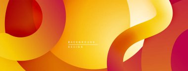 Soyut sıvı şekilleri, canlı gradyanlar. Sıcak renkler kompozisyona hakim, modern estetik yaratıyor. Düz geçişler, dinamik akış.