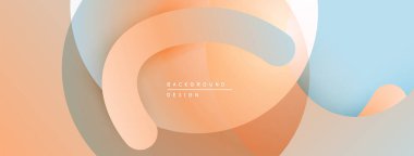 Soyut akışkan şekiller, sıcak şeftali tonları serin mavilerle harmanlanır. Minimalist tasarım, yumuşak eğimler derinlik yaratır, modern estetik.