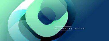 Soyut tasarım özellikleri üst üste binen şeffaf daireler. Mavi tonlarda, deniz mavisi dinamik görsel efekt yaratır. Modern arkaplan ögesi.