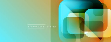 Soyut eğim arkaplanı. Üst üste binen kareler modern görsel efektler yaratır. Teal, turuncu, sarı renkler kompozisyona hakim. Minimalist tasarım.